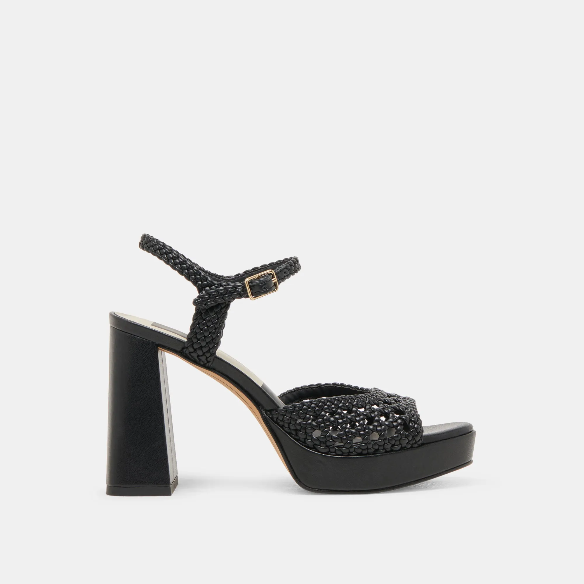 PEYTEN WIDE HEELS BLACK WOVEN STELLA