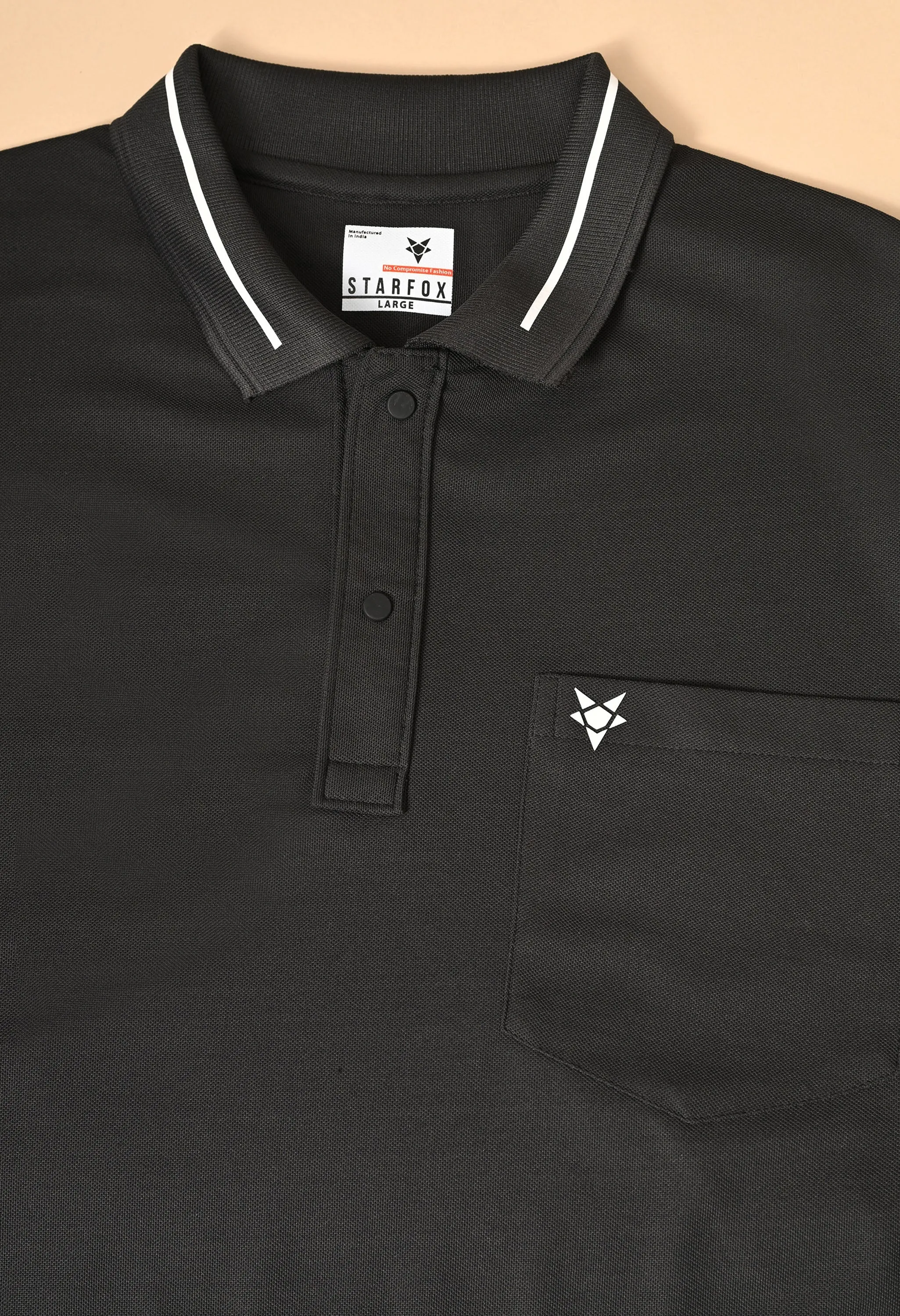 RAVEN BLACK DRY-FIT POLO WITH POCKET