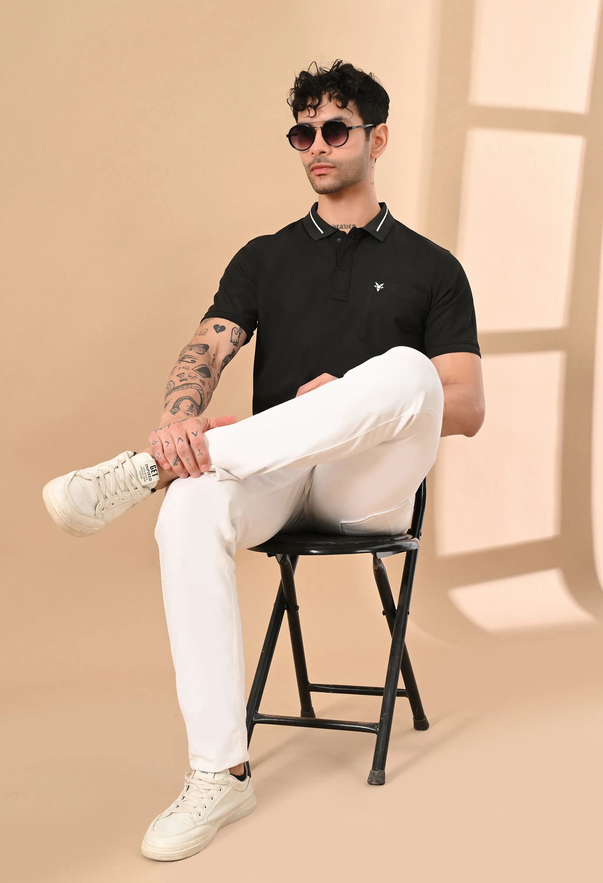 RAVEN BLACK DRY-FIT POLO WITH POCKET