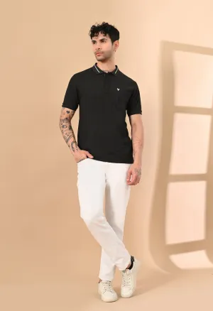 RAVEN BLACK DRY-FIT POLO WITH POCKET