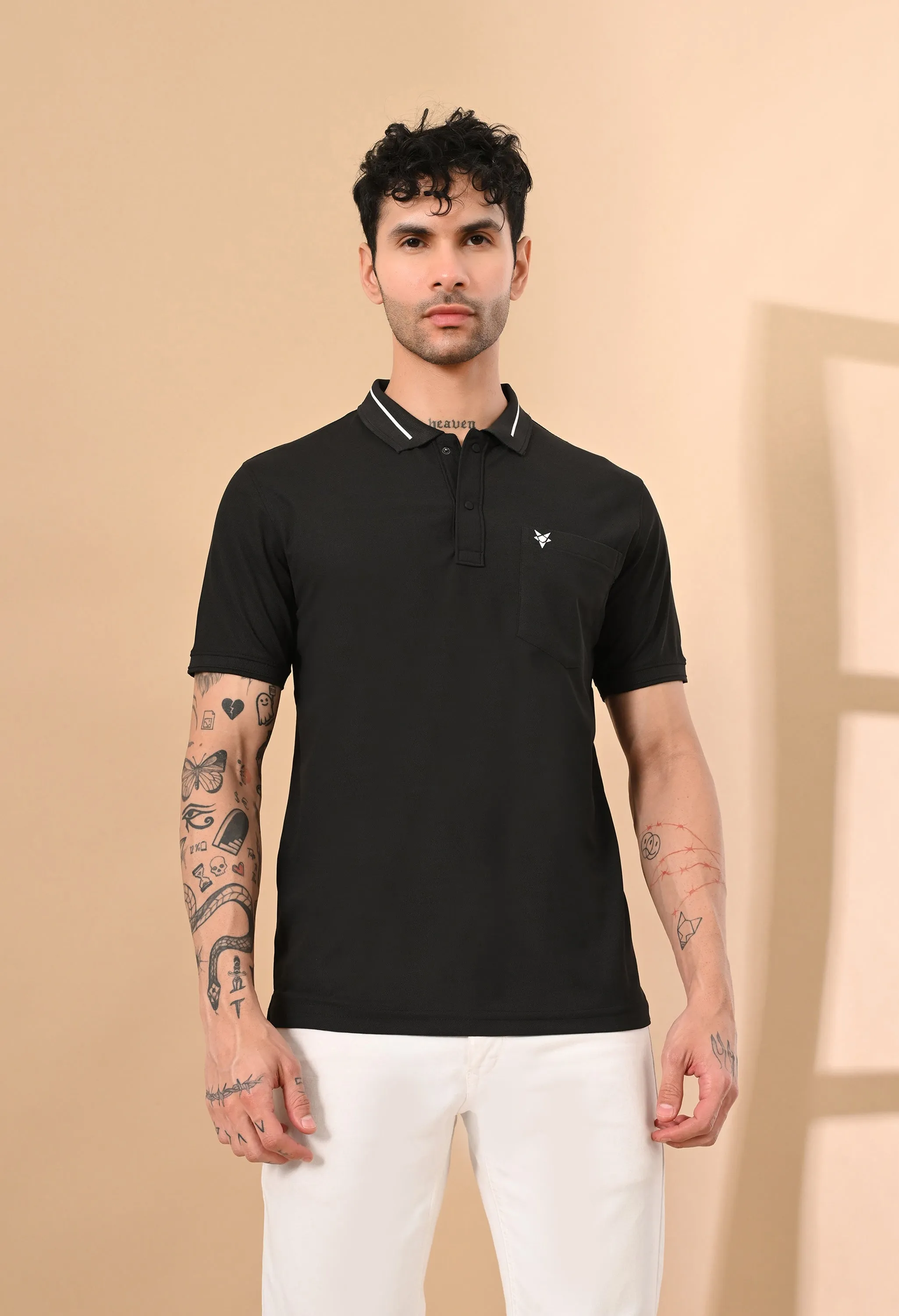 RAVEN BLACK DRY-FIT POLO WITH POCKET