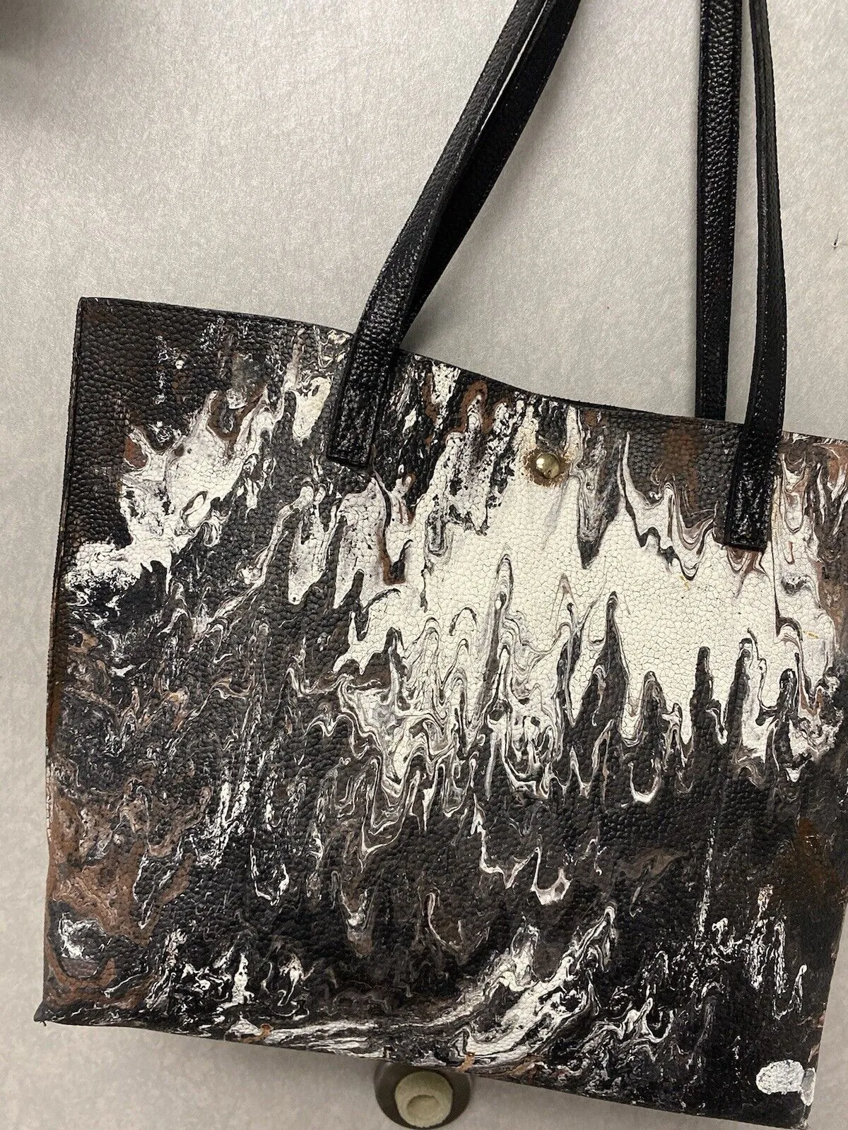 Revamped Black/Brown Waterfall Hand Painted Tote Bag