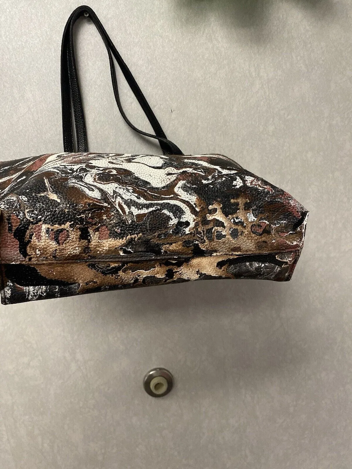 Revamped Black/Brown Waterfall Hand Painted Tote Bag