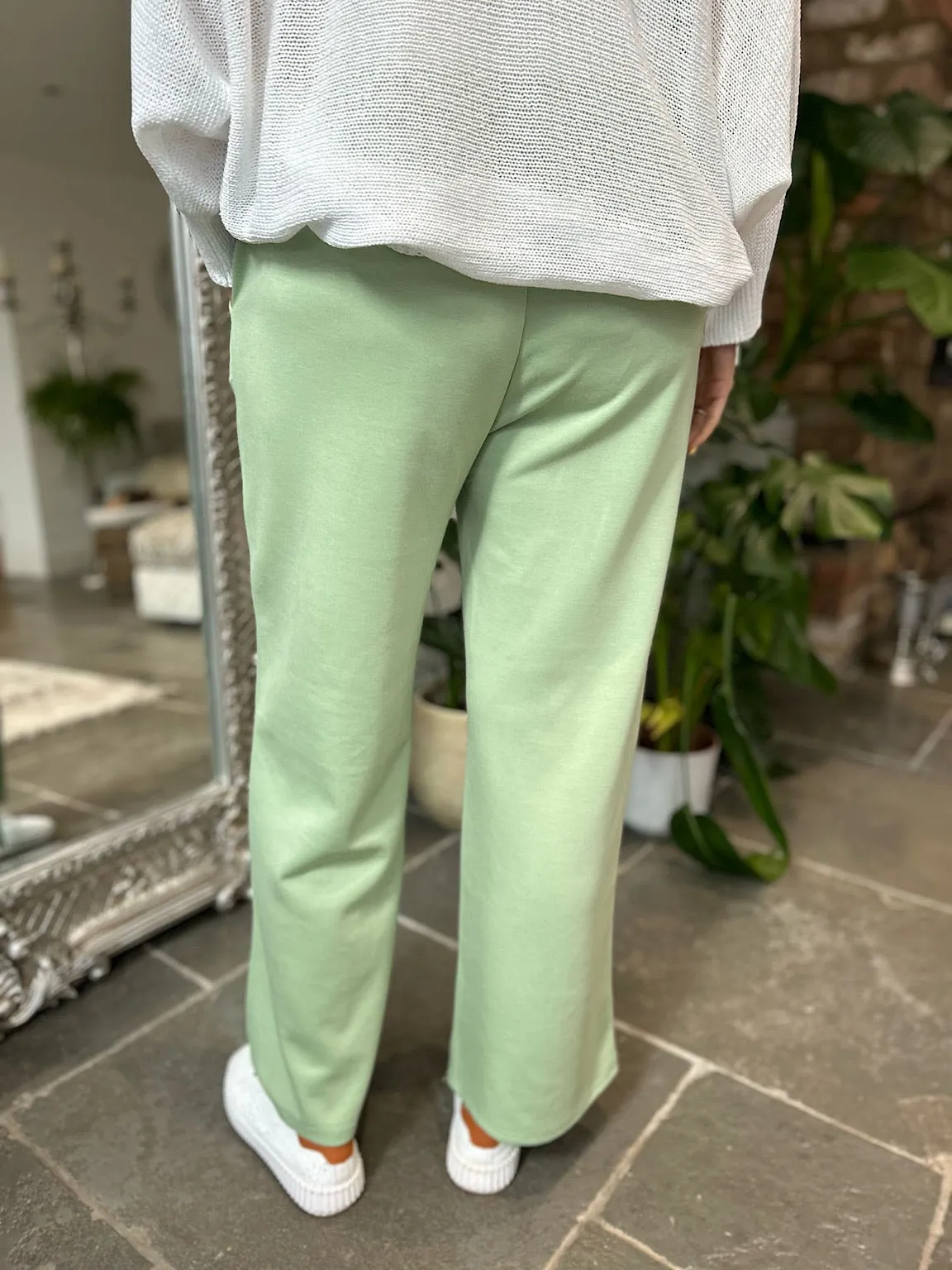 Sage Seam Front Pull On Comfort Trousers