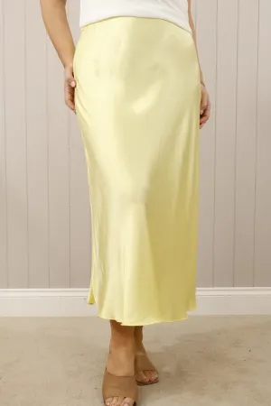 Satin Flair Skirt Lemon