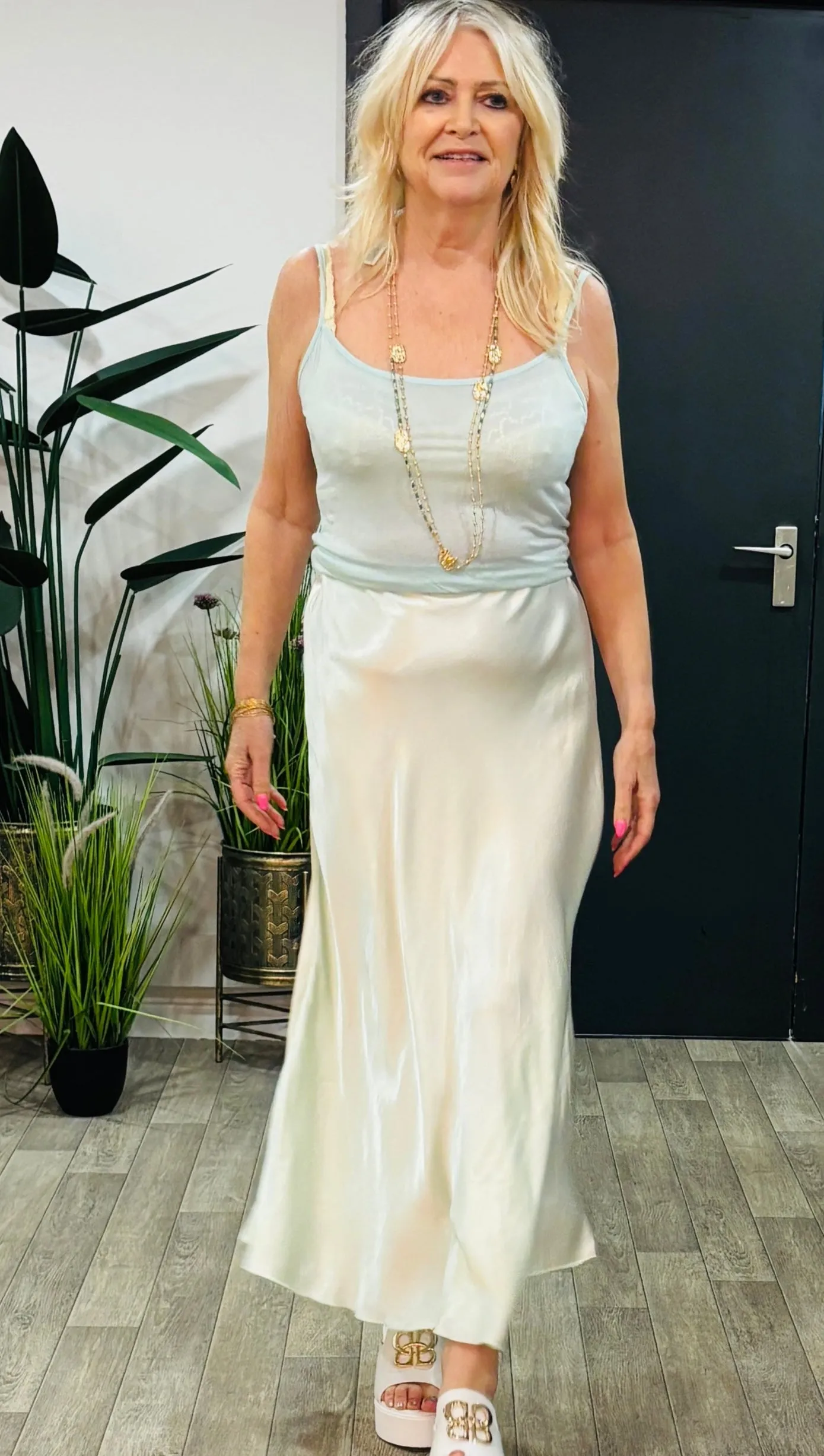 Satin Flair Skirt Mint