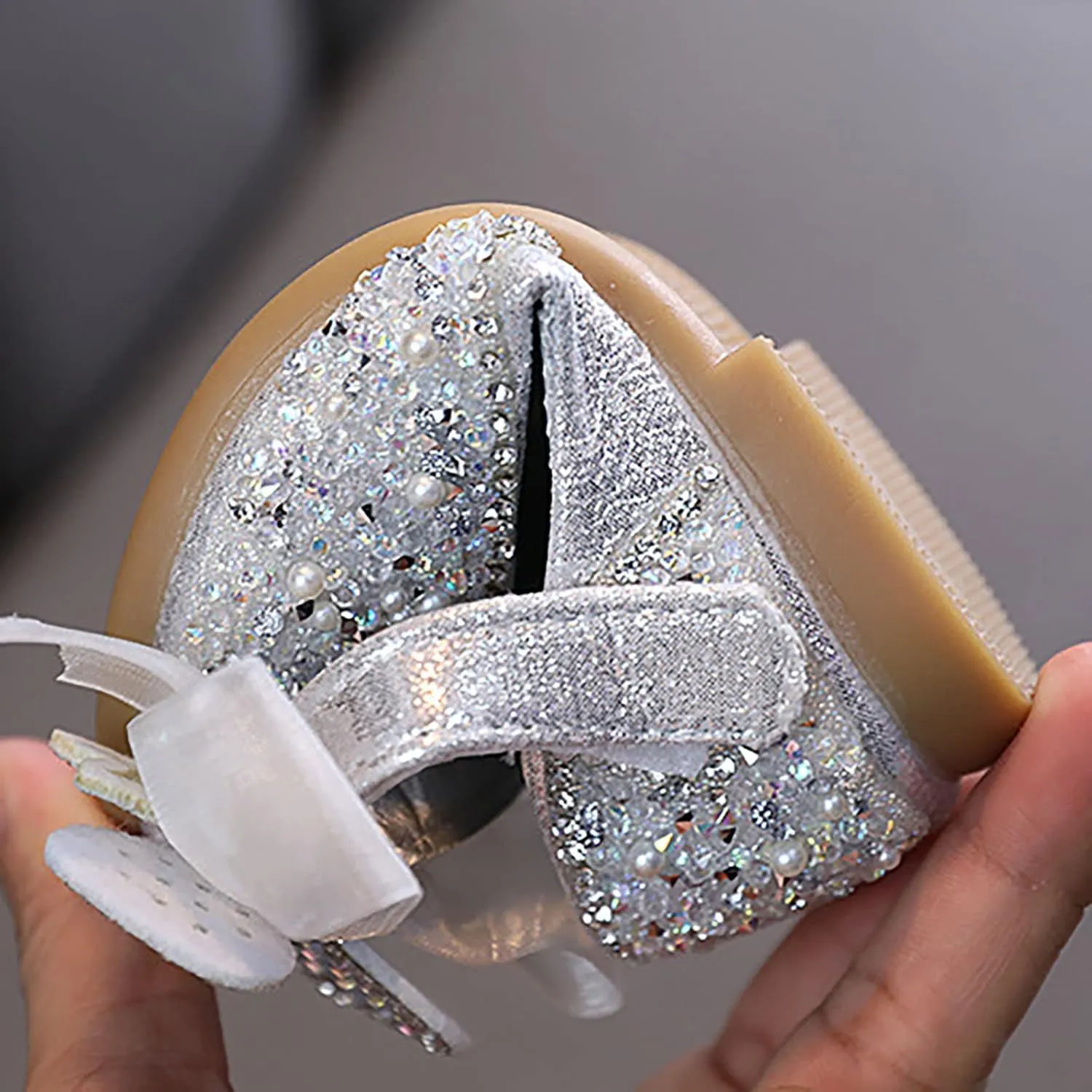 Shining Rhinestones Bow Strap Mary Jane Dress Shoes for Girls, Toddler Kids Sparkly Girls rystal Leather Sandals