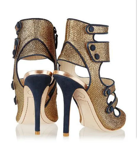 Shinning Straps Peep Toe Stiletto High Heel Ankle Straps Sandals
