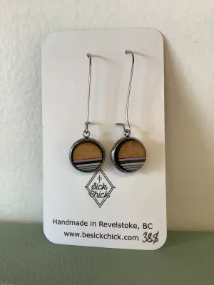 Sick Chick Dangle Striped Wooden Earrings