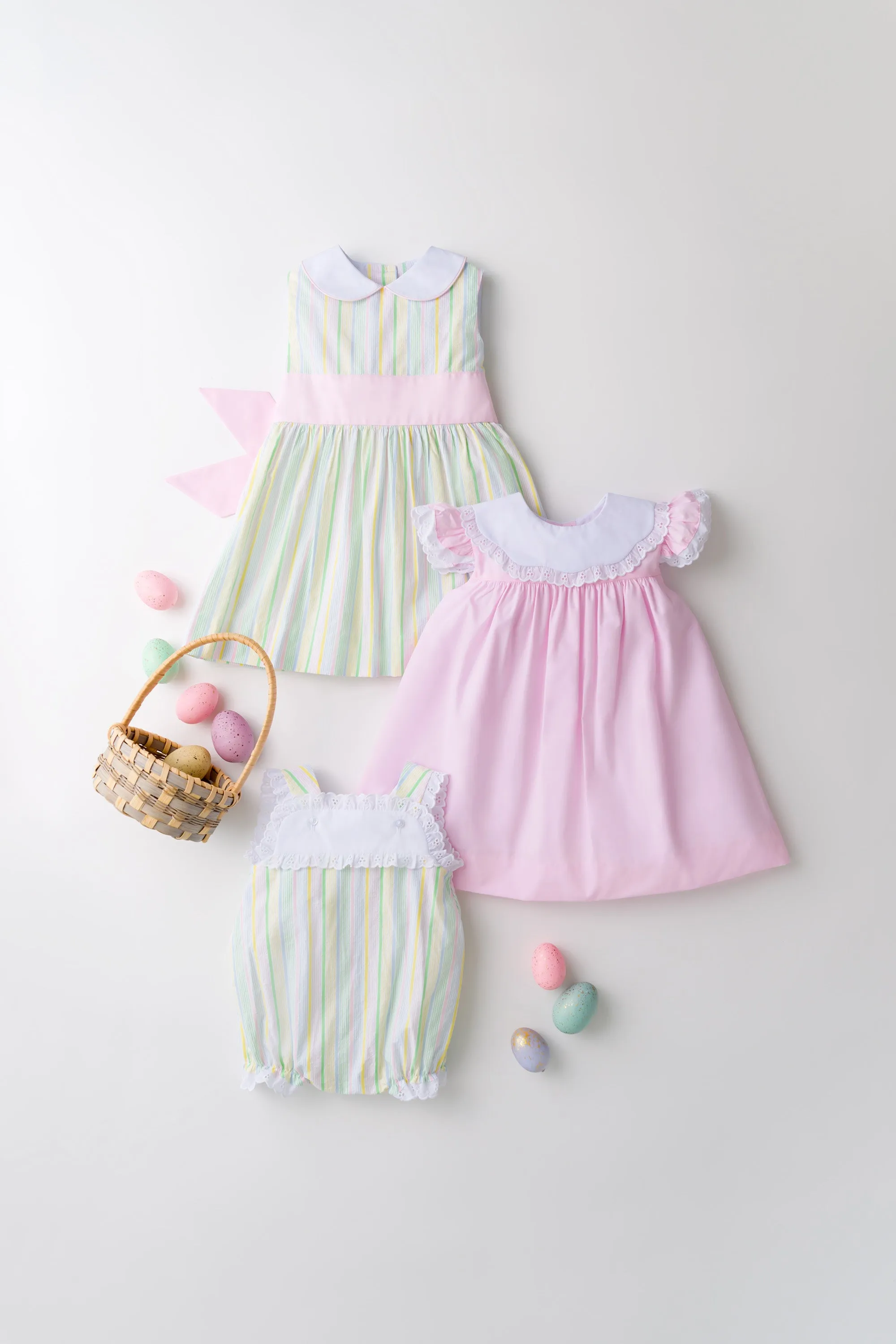 Sleeveless Cindy Lou Sash Dress - Santa Maria Seersucker with Palm Beach Pink & Worth Avenue White