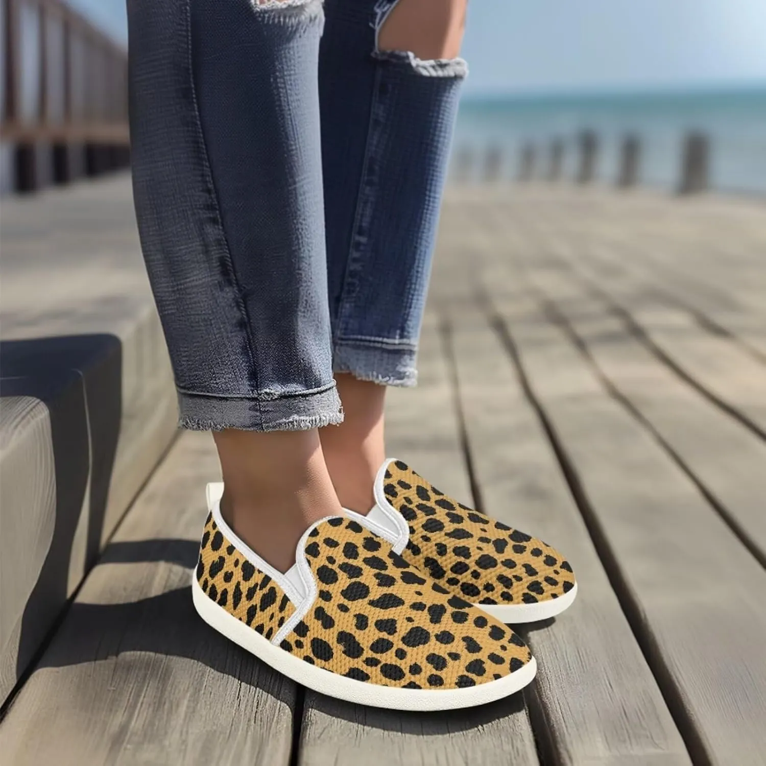 Slip On Shoes for Women Stylish Casual Sneakers Loafers Comfort Zero Drop Flat Walking Sneakers Lightweight Gym Workout Running