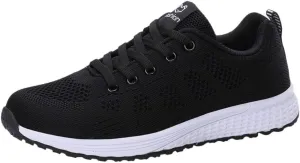 Sneakers for Women Casual Mesh Breathable Lace Up Walking Tennis Shoes Men Athletic Ladies Casual Shoes Black Platform Sneaker Black Tennis Shoe Trainers Shoe