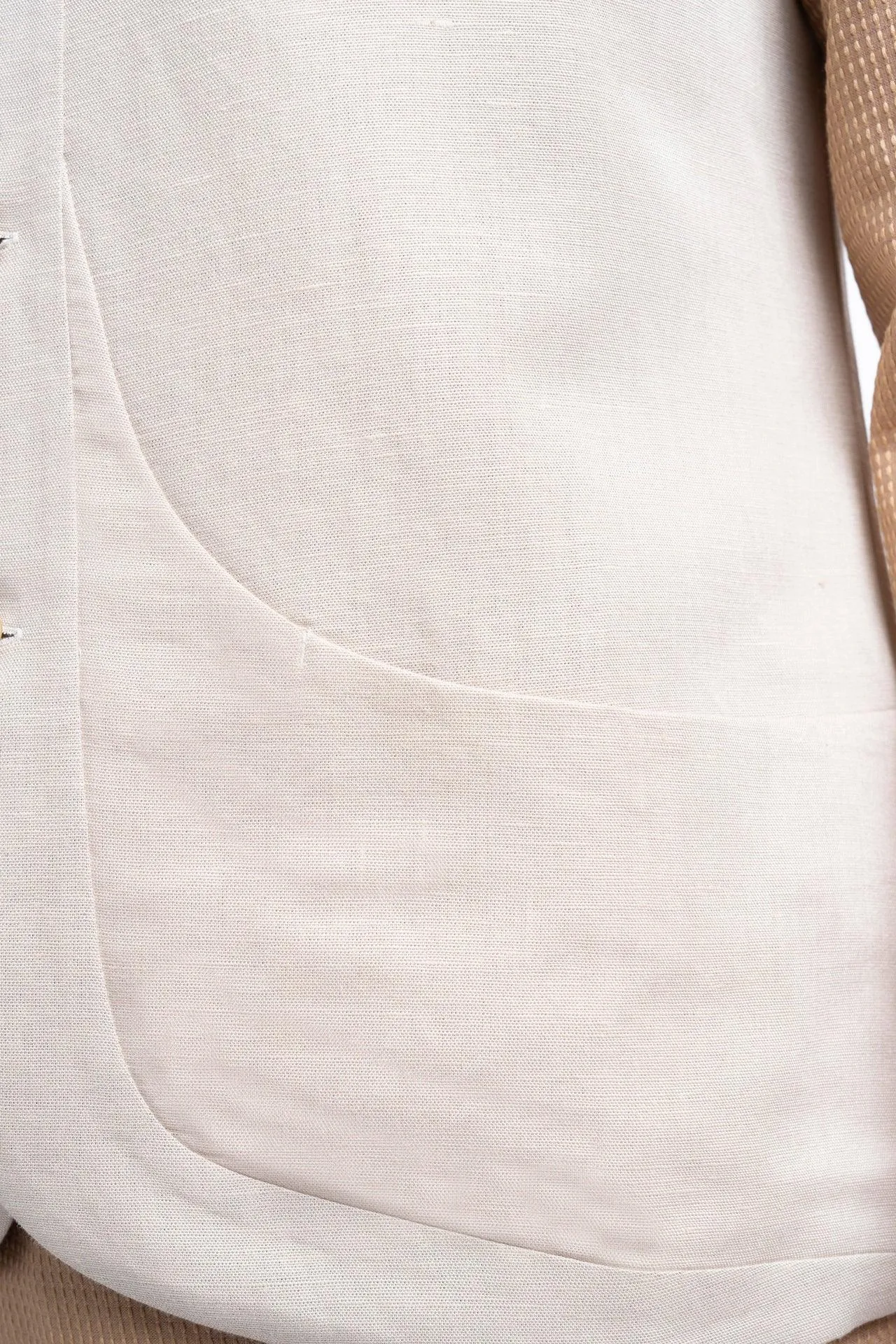 Solid linen blend sleeveless Shacket with panel pockets
