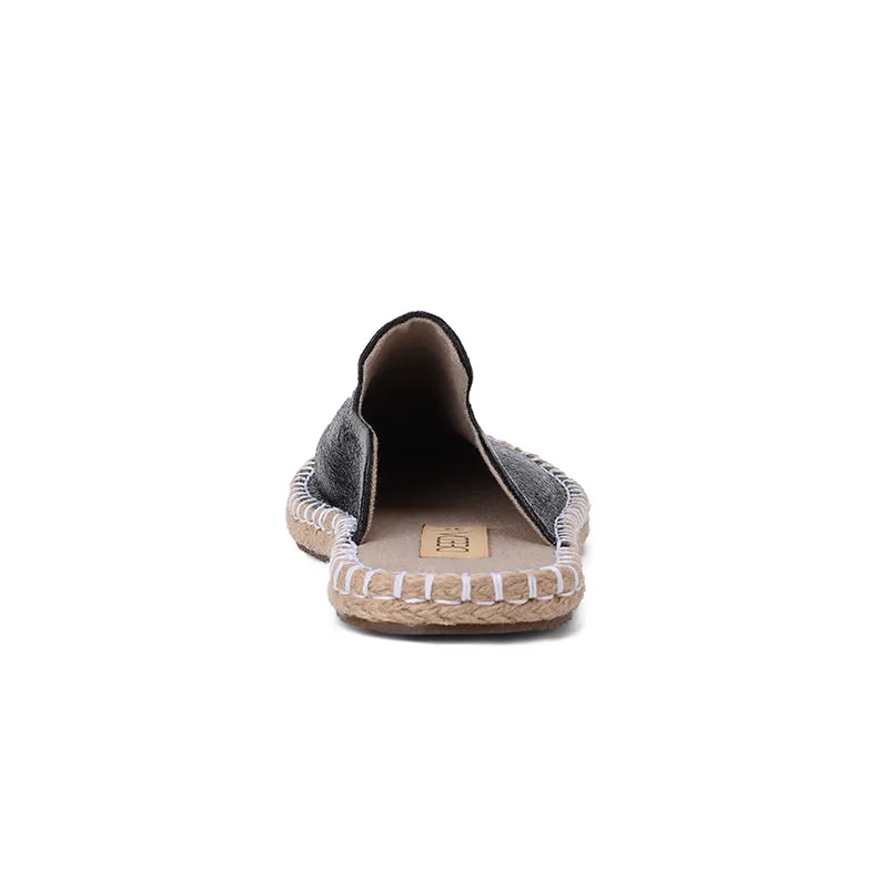 STELLA MULES - BLACK FOILED LEATHER