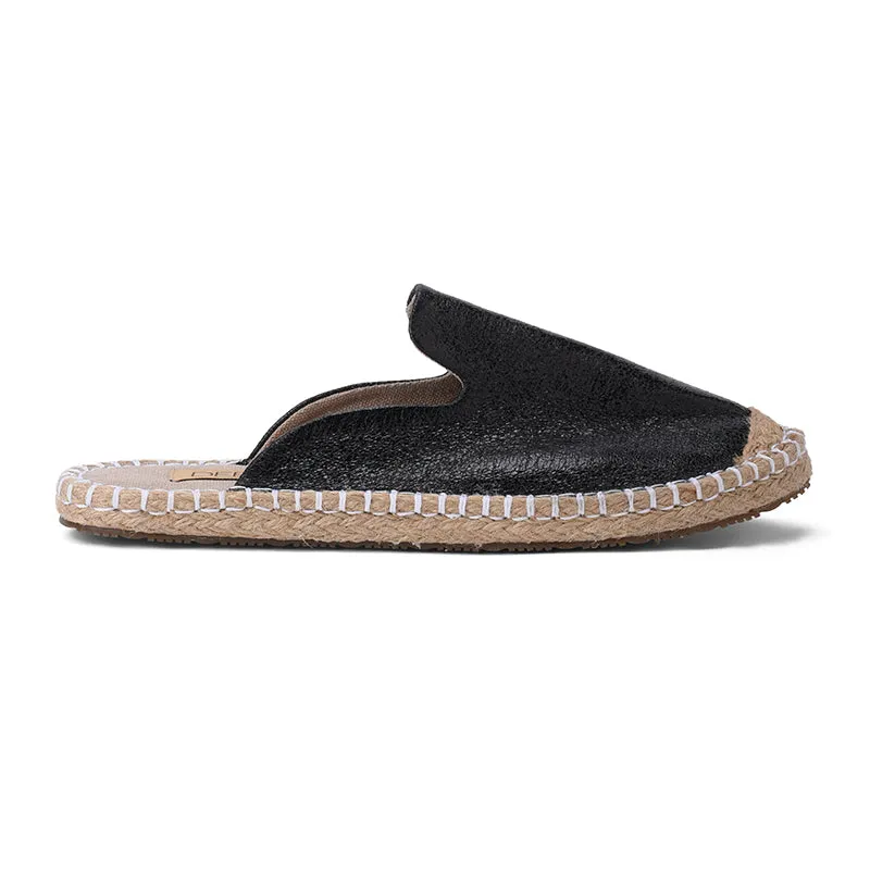 STELLA MULES - BLACK FOILED LEATHER