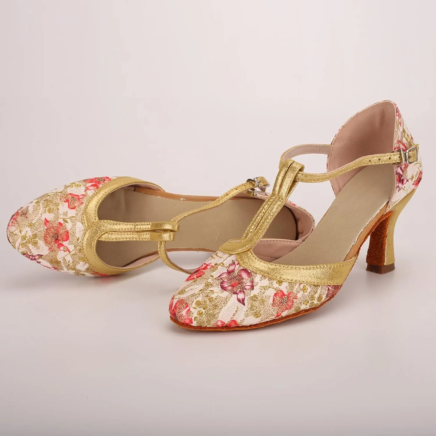 SuanlaTDS Ballroom Fashion Prom Latin Shoes Women Dance Dancing Sandals Women's high Heels Sexy High Heels for Women 7.5 (Pink, 8)