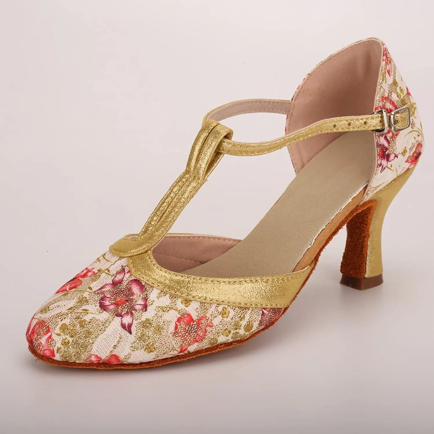 SuanlaTDS Ballroom Fashion Prom Latin Shoes Women Dance Dancing Sandals Women's high Heels Sexy High Heels for Women 7.5 (Pink, 8)