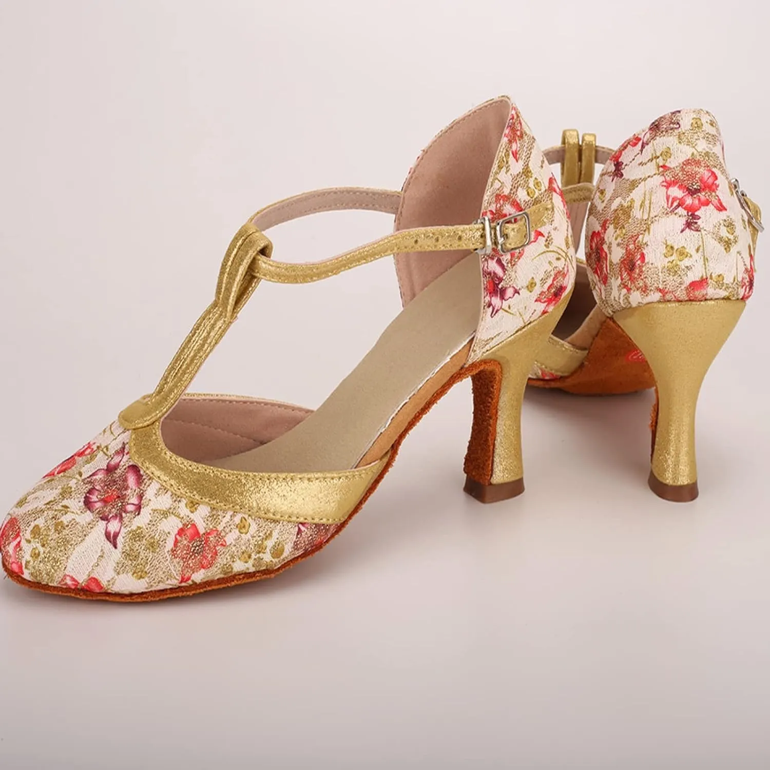 SuanlaTDS Ballroom Fashion Prom Latin Shoes Women Dance Dancing Sandals Women's high Heels Sexy High Heels for Women 7.5 (Pink, 8)