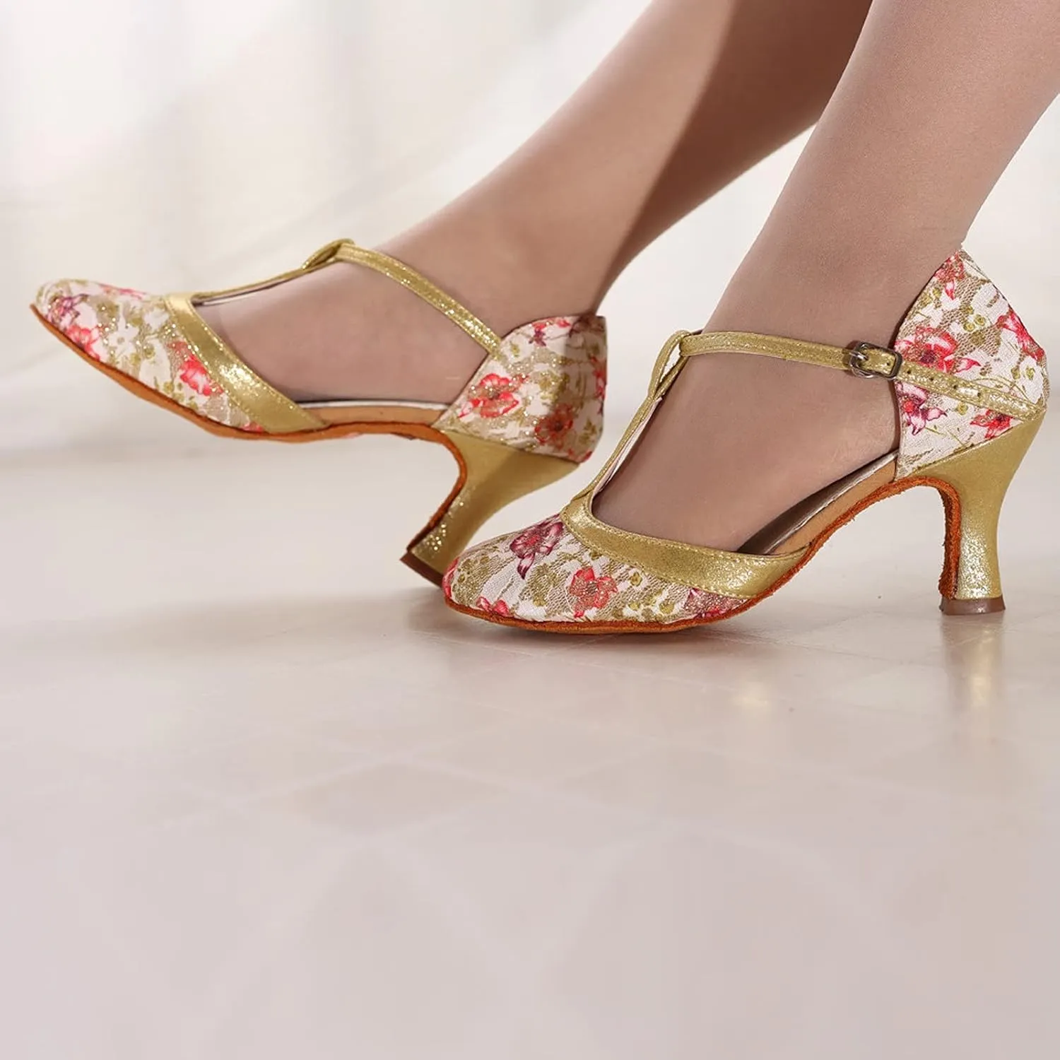 SuanlaTDS Ballroom Fashion Prom Latin Shoes Women Dance Dancing Sandals Women's high Heels Sexy High Heels for Women 7.5 (Pink, 8)