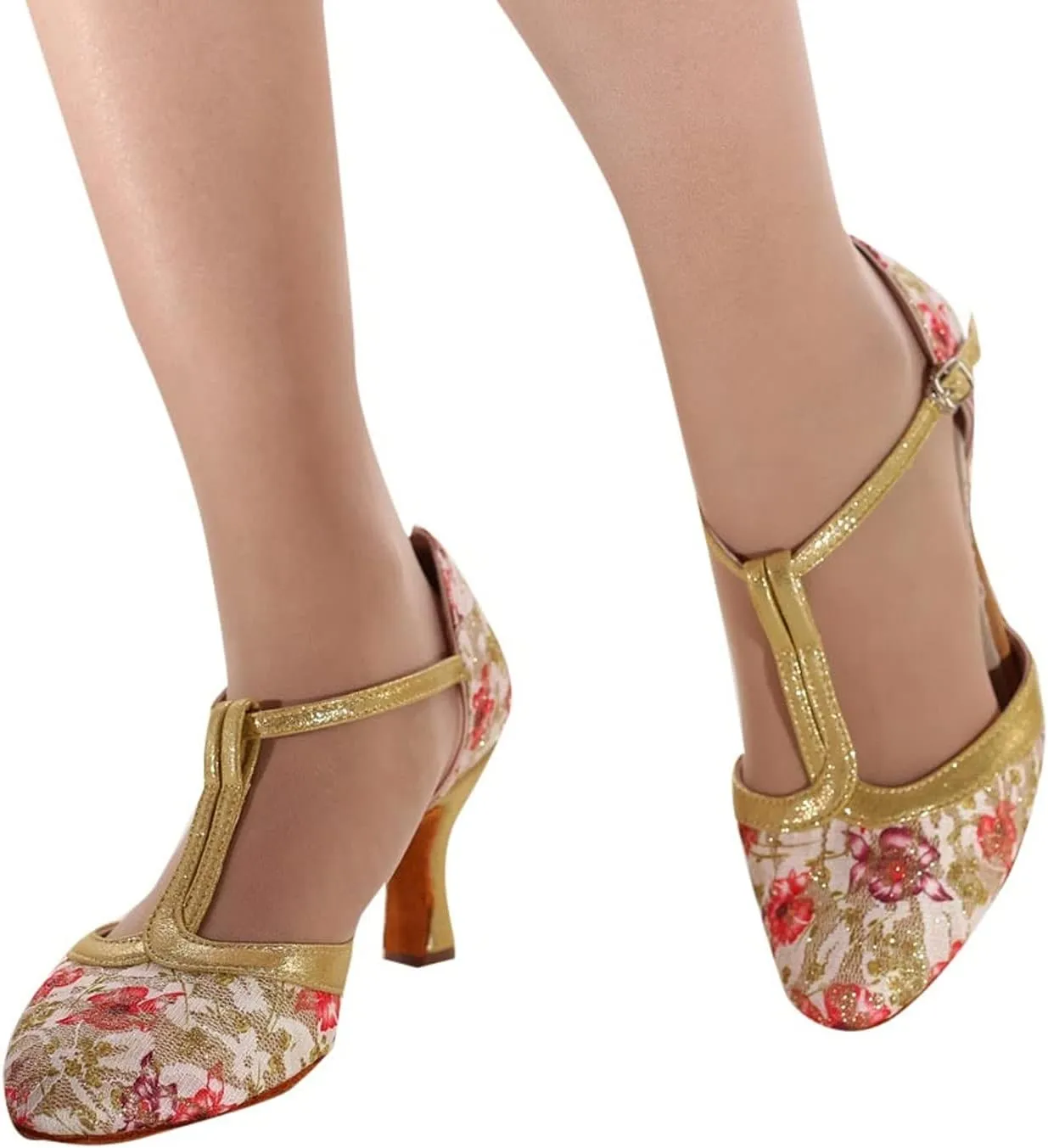 SuanlaTDS Ballroom Fashion Prom Latin Shoes Women Dance Dancing Sandals Women's high Heels Sexy High Heels for Women 7.5 (Pink, 8)