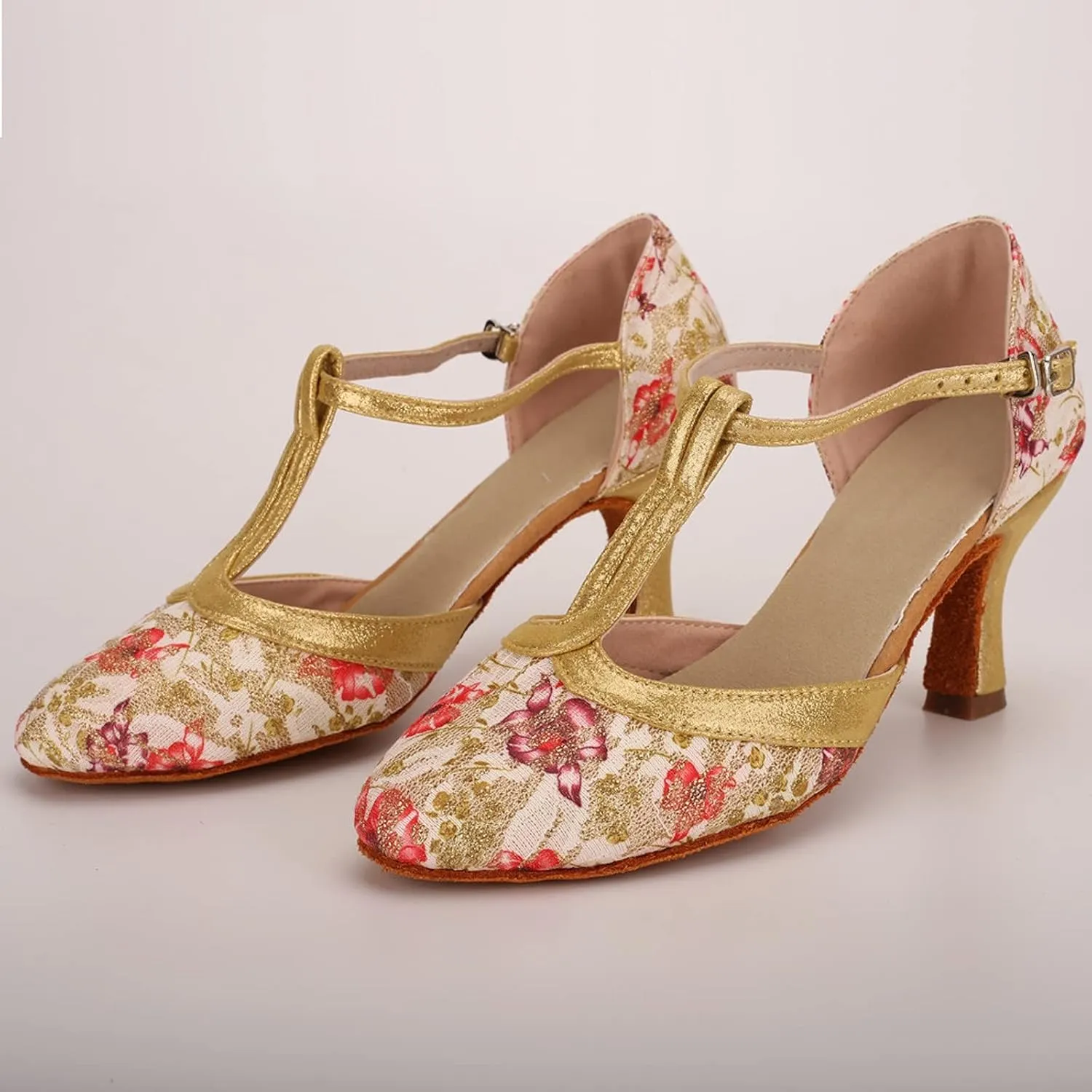 SuanlaTDS Ballroom Fashion Prom Latin Shoes Women Dance Dancing Sandals Women's high Heels Sexy High Heels for Women 7.5 (Pink, 8)