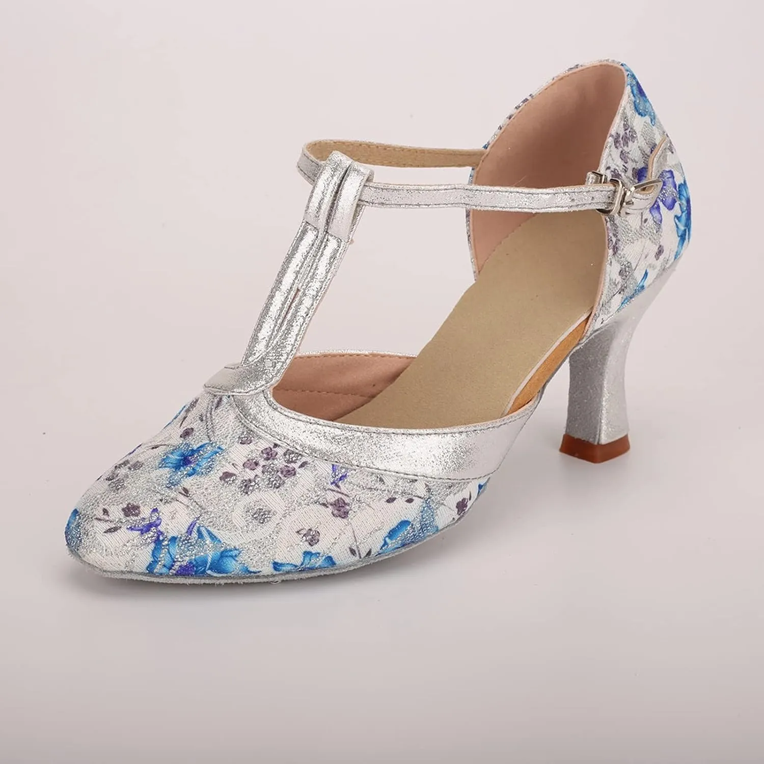 SuanlaTDS Dance Shoes Dancing Fashion Women Prom Sandals Ballroom Latin Women's high Heels Beige High Heels Shoes for Women (Blue, 6)