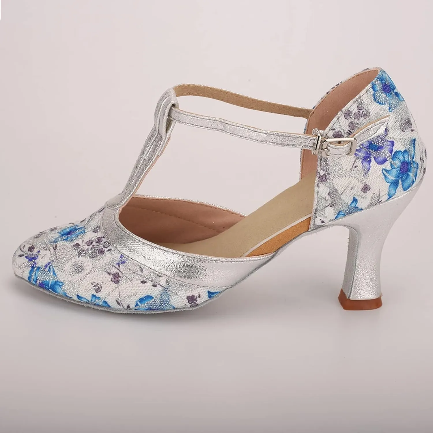 SuanlaTDS Dance Shoes Dancing Fashion Women Prom Sandals Ballroom Latin Women's high Heels Beige High Heels Shoes for Women (Blue, 6)
