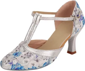 SuanlaTDS Dance Shoes Dancing Fashion Women Prom Sandals Ballroom Latin Women's high Heels Beige High Heels Shoes for Women (Blue, 6)