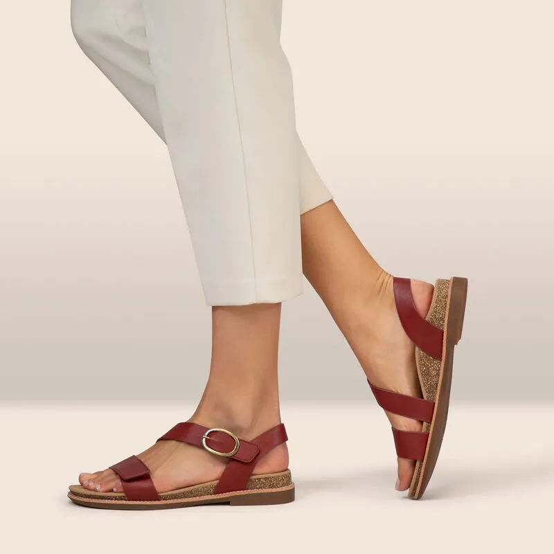 Tamara Asymmetrical Quarter Strap Sandal - Red