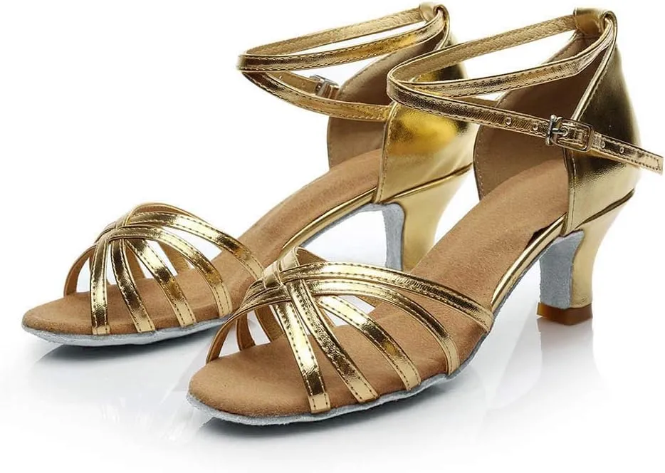Tango Shoes for Women Low Heel Ballroom Sandals Open Toe Dress Shoes Practice Dance Shoe Comfort Ballroom Heels