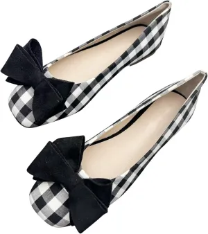 TN TANGNEST Women's Ballet Flats Fashion Bowknot Square Toe Casual Flat Shoes Comfortable Wedding Party Dress Flats