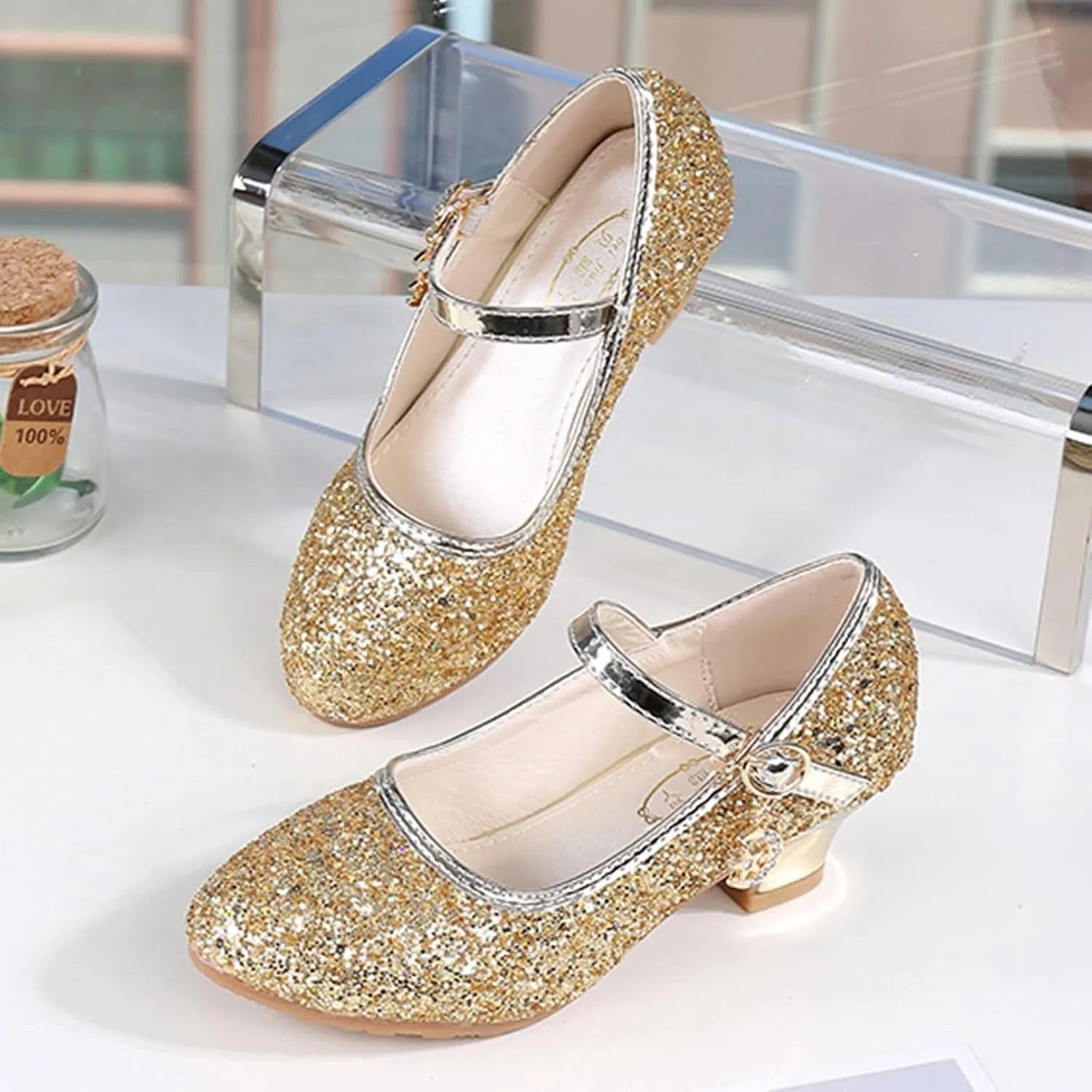 Toddler Baby Shoes Children Shoes Girls Fashion Stage High Heel Dance Performance Princess Single Open-Toe Flat Sandals