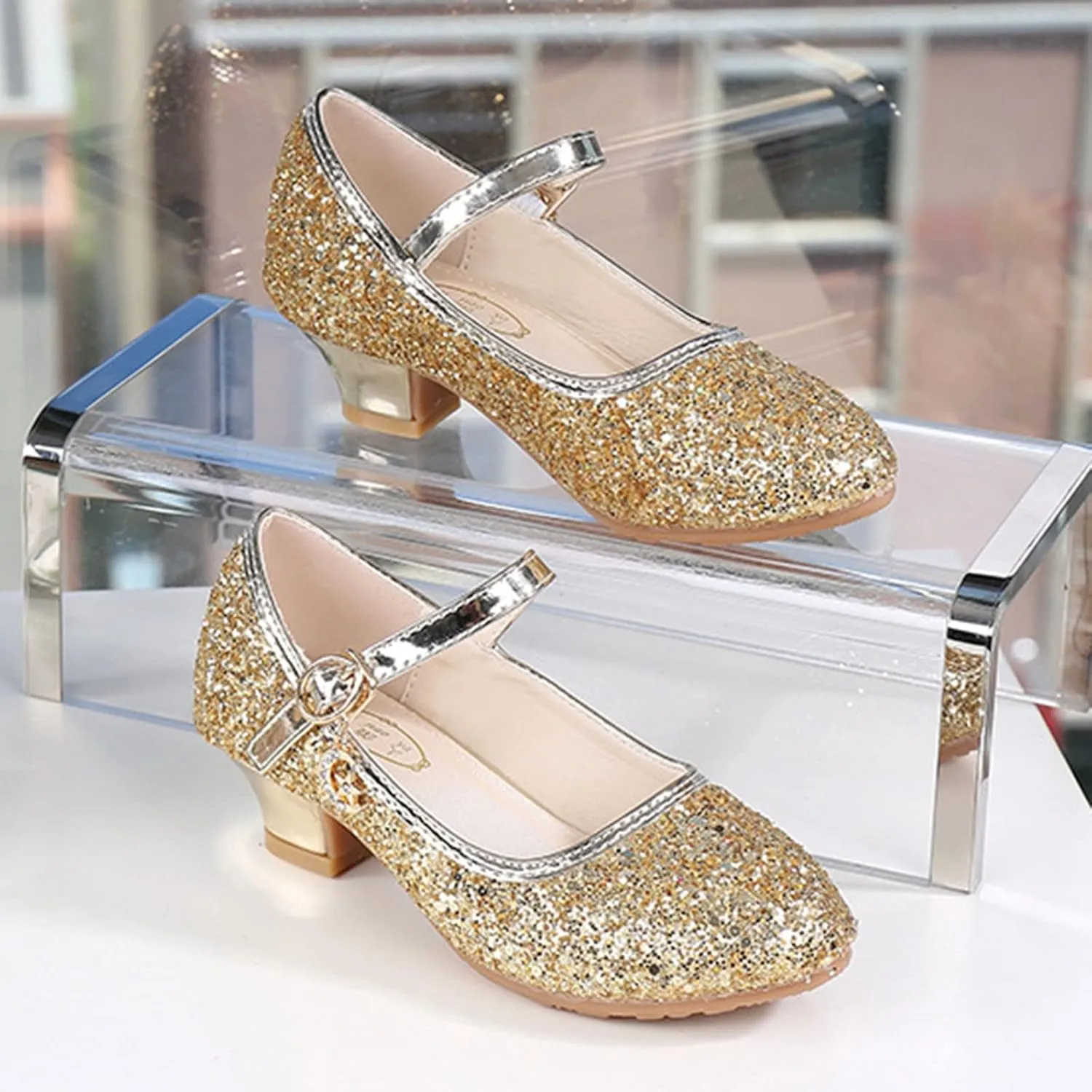 Toddler Baby Shoes Children Shoes Girls Fashion Stage High Heel Dance Performance Princess Single Open-Toe Flat Sandals