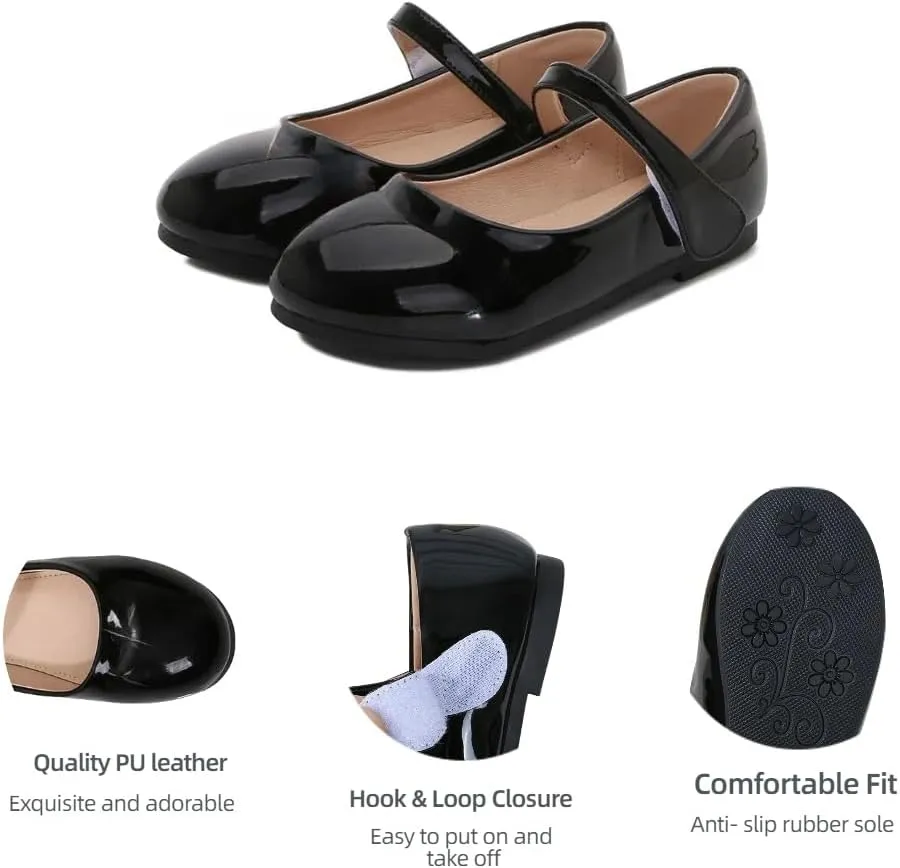Toddler Girls Mary Jane Ballet Flats Black School Dress Shoes for Formal Party School Performance