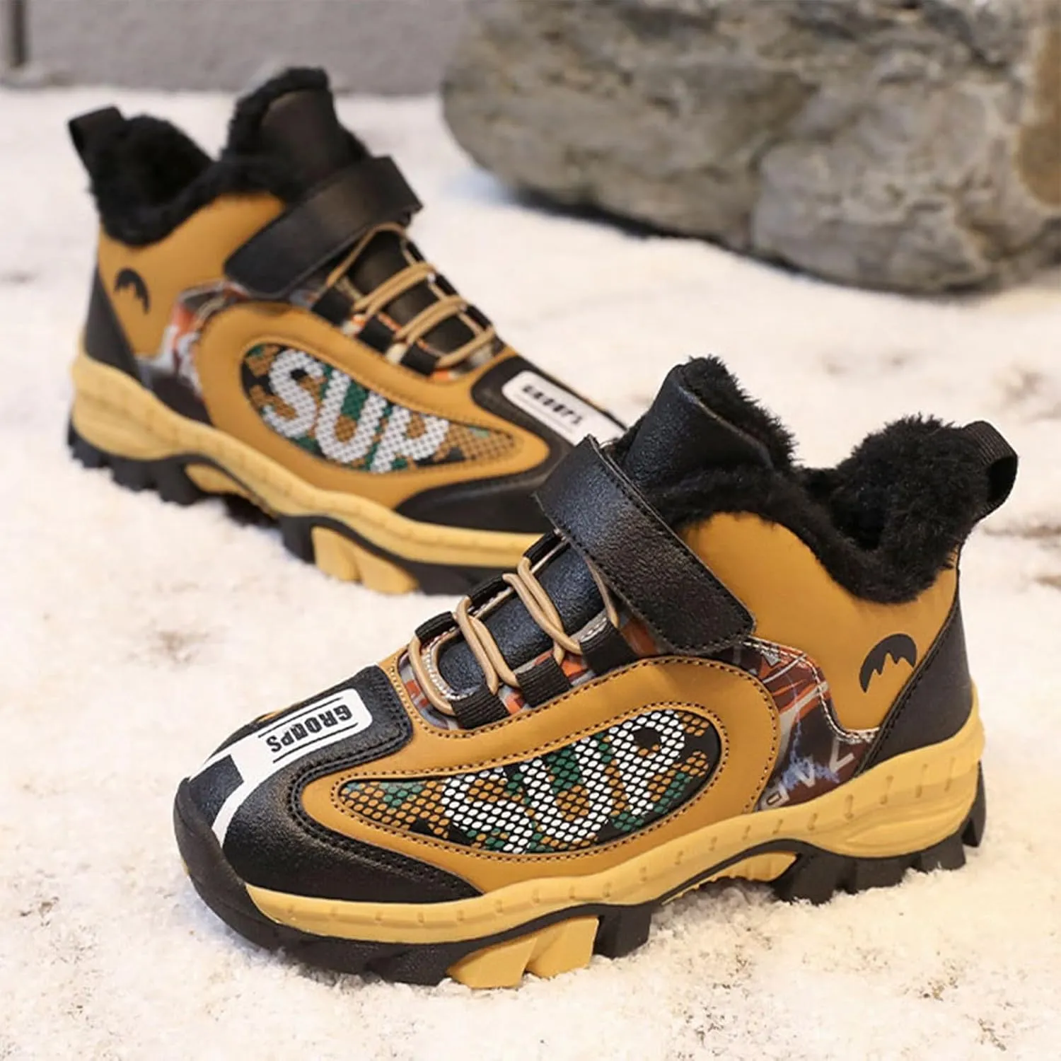 Toddler Hiking Boots Boys Girls Winter Snow Sneaker Non Slip Warm Sports Shoes for Outdoor Walking Climbing Running