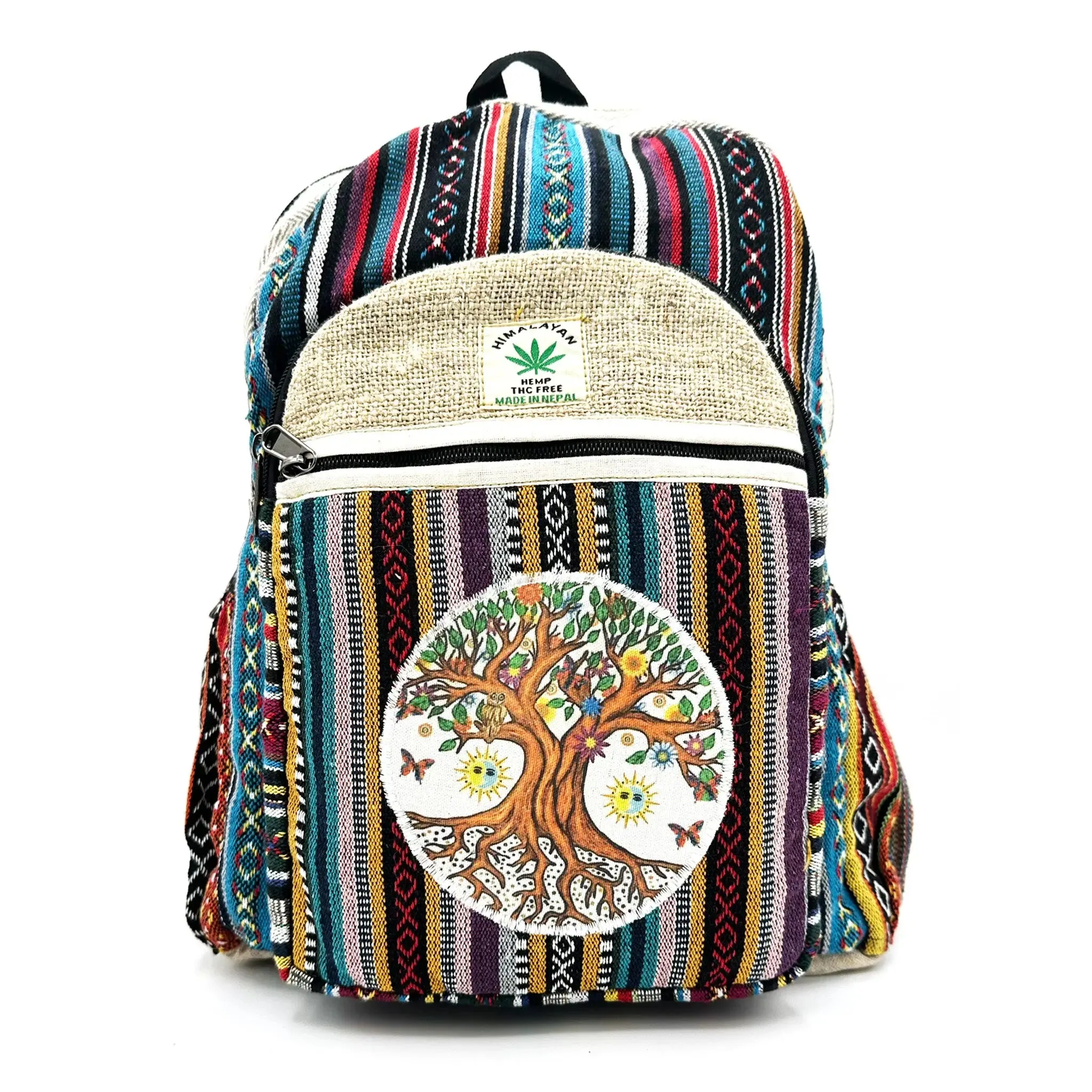 Tree of Life Hemp and Cotton Stripe Backpack
