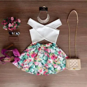 WHITE CRISSCROSS & SPRING MEADOWS SET