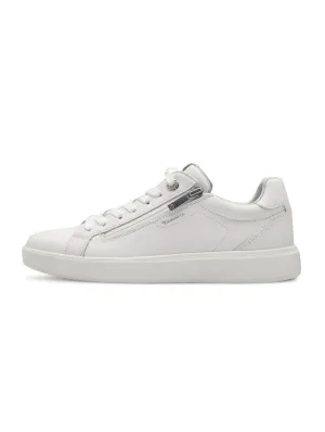 White Leather Zip Detail Trainer