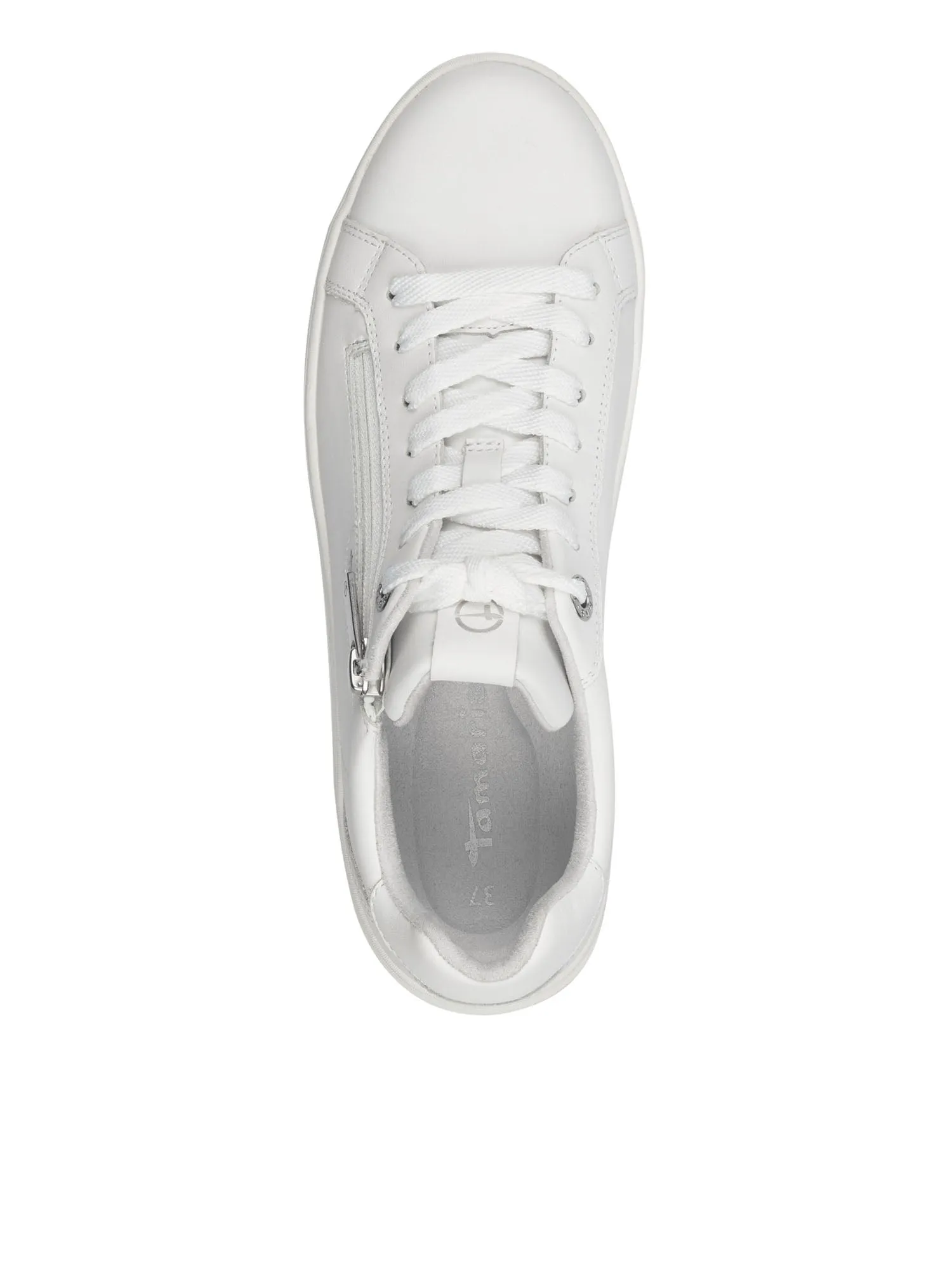 White Leather Zip Detail Trainer