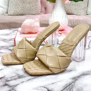 Willow Woven Lucite Heels: Nude