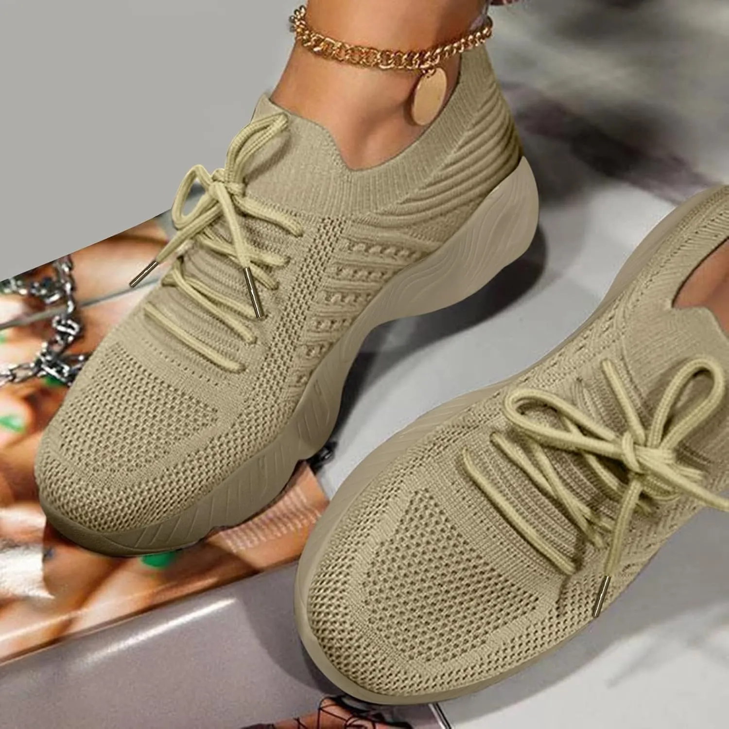 Womens Casual Shoes Arch Support Casual Dress Shoes Women's Fashion Sneakers Men's KnitFlex Breeze Mesh Sneakers Oxfords Lace High Top Basketball Shoe Cross Trainer Shoe