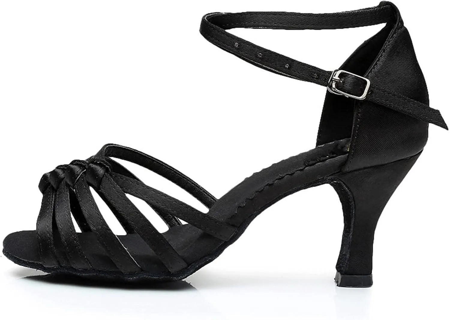 Women's Fashion Latin Dance Shoes Professional Ballroom Performance Dance Shoes Womens Dancing Heels Sandals Ankle Strap Solid Mid Heel Shoe