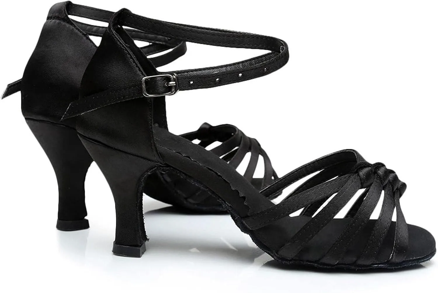 Women's Fashion Latin Dance Shoes Professional Ballroom Performance Dance Shoes Womens Dancing Heels Sandals Ankle Strap Solid Mid Heel Shoe