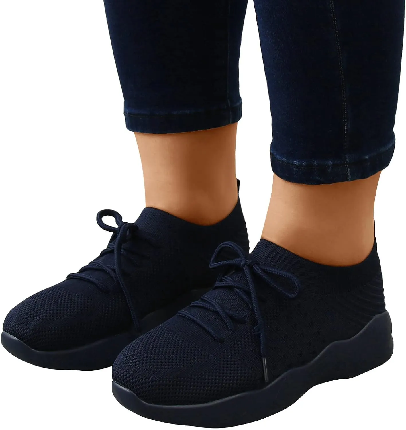 Women's Fashion Sneaker Mesh Slip On Black Non Slip Shoes for Women Comfortable Walking Shoes for Men Wide Width Black Platform Loafers Women Sock Sneakers Women