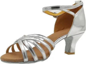 Women's Practice Ballroom Dancing Shoes Low Chunky Heels Indoor Performance Latin Dance Heeled Sandals