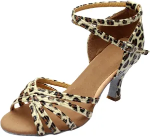 Womens Sandals Open Toe Buckle Mid Heels Latin Dance Shoes Ballroom Sandals Performance Practice Dancing Shoes