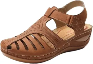 Women's Wedge Sandals Summer Closed Toe Sandals for Women Platform Dressy Wedge Sandal Fisherman Comfortable Hollow Out Sandal Orthopedic Arch Support Non-Slip Adjustable Strap Retro Shoes