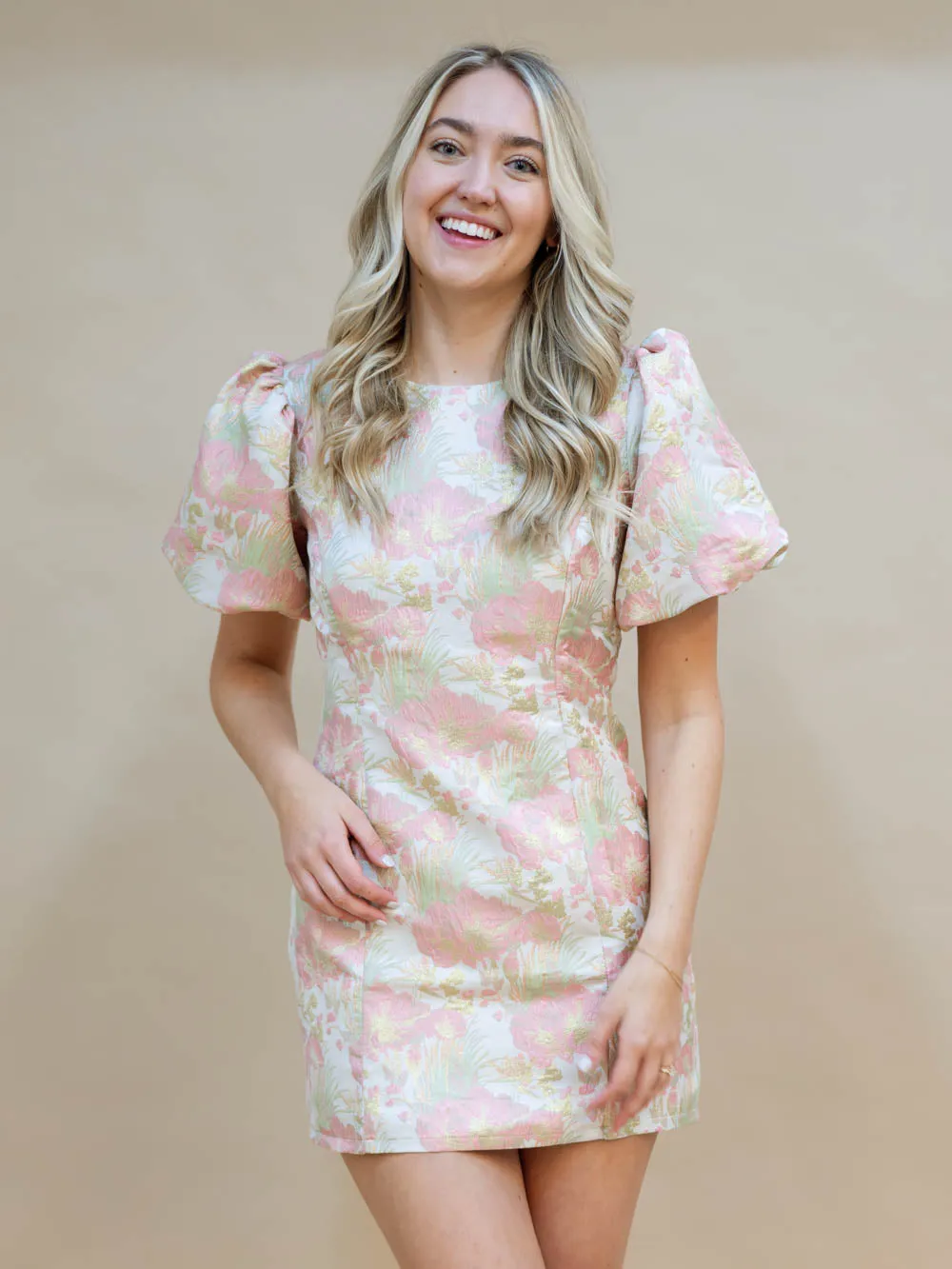 Zendaya Jacquard Dress - Light Pink